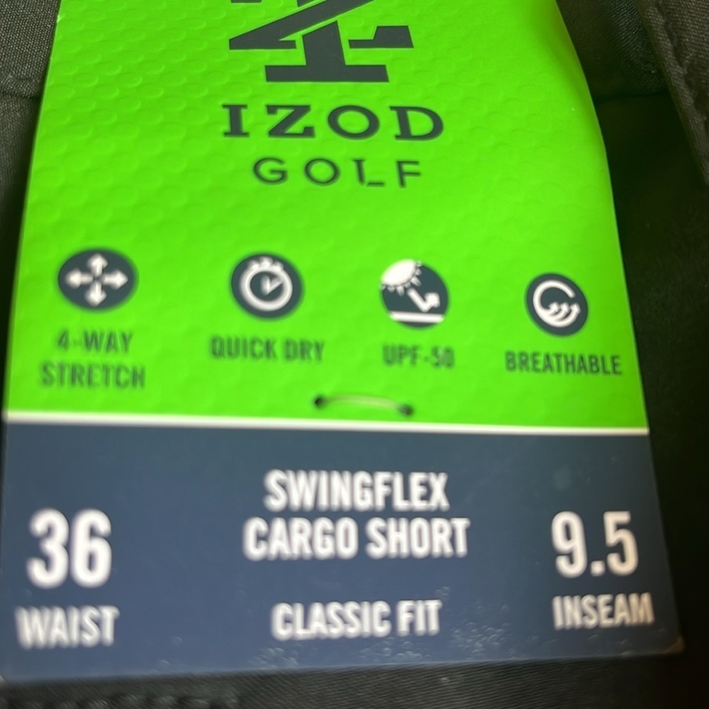 NEW IZOD Men's Black Cargo Shorts - Size 36 - Picture 10 of 10